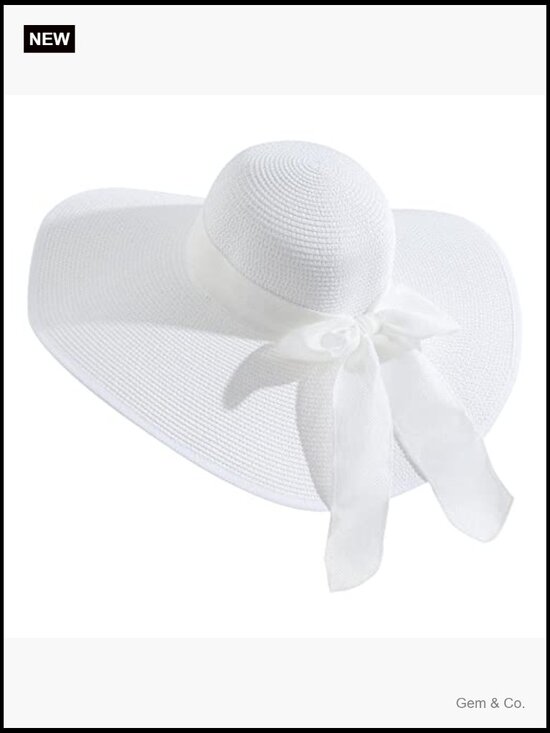Large Floppy Sun Hat UPF 50+ Straw Beach Cap Adjustable Foldable Wide Brim